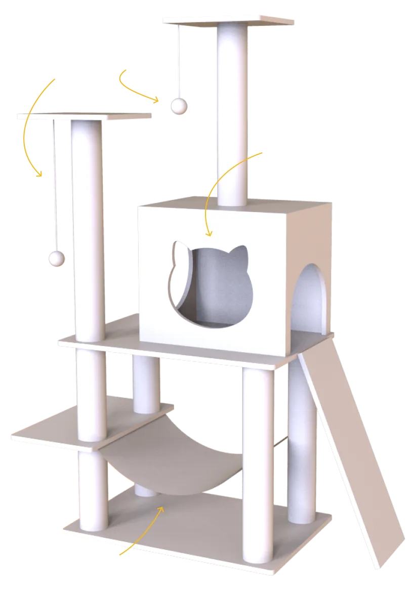 torre-gatos-personalizada Foto de un servicio especializado de diseño personalizado de muebles para gatos, creado a partir de las medidas, espacio y estilo de tu hogar.