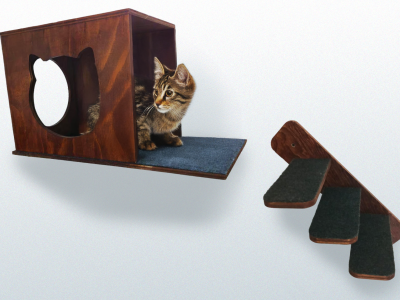 Casa Flotante con Escalera para Gatos